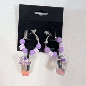Purple/White Swril (Lolliop) Drink Earrings